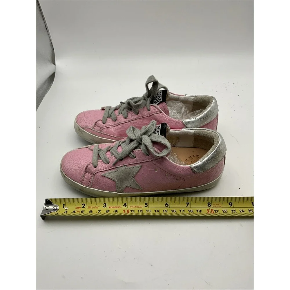 Golden Goose Kids Superstar Pink Crackle Leather Sneakers EU 31 Italy